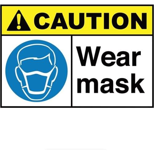 Creativity Vinyl Decal Wear Mask Caution Signs Car Sticker PVC Coloful Decals Motorcycle Accessories Sticker