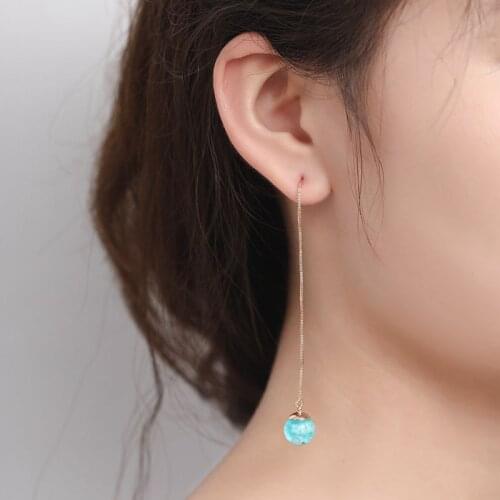 Dangle Earring Chic Transparent Resin Rould Ball Moon Pendant Women Blue Sky White Cloud Chain Jewelry Gifts for Girl Fashion