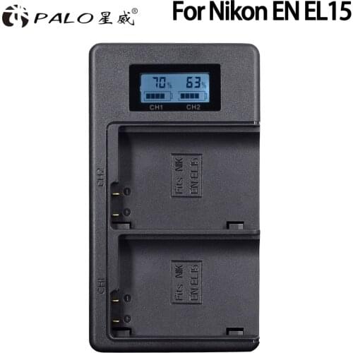 PALO EN EL15 EN-EL15 ENEL15 EL15A LCD USB Digital Display Charger For Nikon D600 D610 D600E D800 D800E D810 D7000 D7100 d750 V1