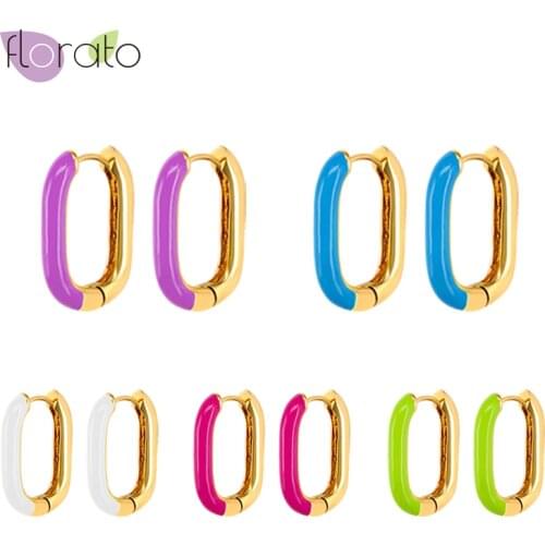 Korean Style 925 Sterling Silver Ear Buckle Minimalist Colorful Girl Hoop Earrings For Women Jewelry Birthday Gifts For Friends