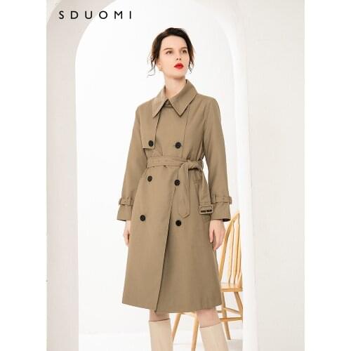 Medium and long windbreaker coat womens 2021 autumn and winter new knee over waist British thin deep Khaki coat
