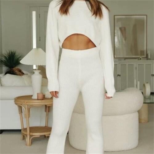 ZXQJ Women 2021 Fashion Cropped Asymmetrical Hem Knitted Sweater Vintage O Neck Long Sleeve Pullovers Chic Tops