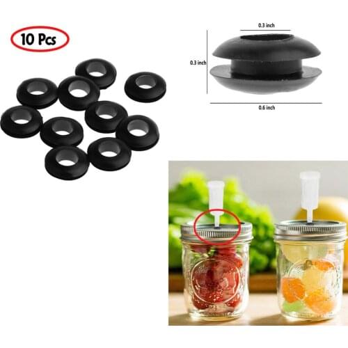 10Pc Fermentor airlock Grommet Mason Jar air lock Silicone O Ring Sealing Washers Fermentor Lids Kimchi Wine Beer Making Grommet