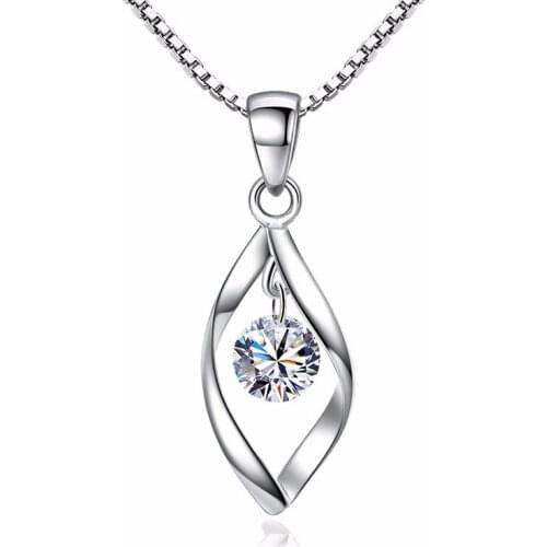 100% 925 Sterling Silver Fashion Shiny Crystal Necklaces Short Box Chain for Women Jewelry Christmas Gift Hot Sale Wholesale