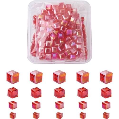 672pcs/Box AB Color Plated Electroplate Glass Cube Beads Strands Components for Necklaces Bracelet Making DIY Jewelry Decoration