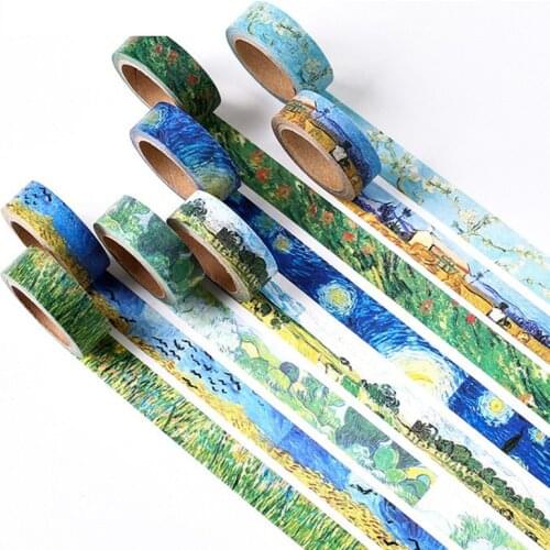 8 pcs/Lot Van Goah washi tape Starry star Impressionis painting 15mm*7m paper masking tapes Stationery school supplies 6186