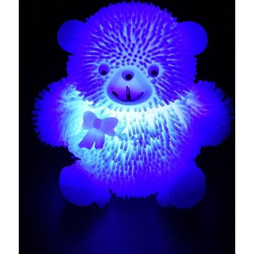 9cm Novelty Flashing Puffer Cute Bear Squidgy Sensory Toy Activity And Play Light Ball Stress Relief Squeeze Toy Cute Funny Ball