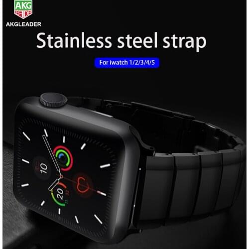 AKGLEADER Metal Steel Watch Band For Apple Watch 5 4 3 2 1 iwatch 38mm 40mm 42mm 44mm Watchband Metal Stainless Steel Straps