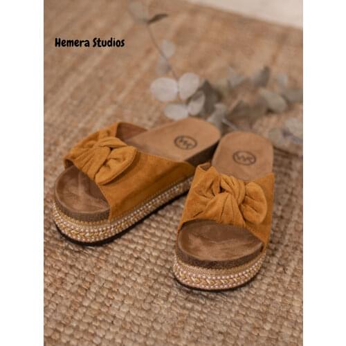 Hemera Studios sandals platform flat Women summer 2021 spartos espadrilles handmade Multicolor comfortable with bow