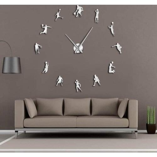 EVA Watch Basketball Players DIY Large Wall Clock Basketball Slam Dunk Kid Room Wall Decor Giant Basketball Wall Watch Gifts
