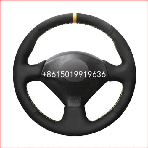Top Suede Leather Car Steering Wheel Hand-stitch on Wrap Cover For Honda S2000 2000-08 Civic Si 2002-04 Acura RSX Type-S 2005
