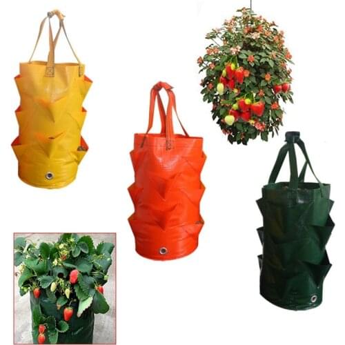 Outdoor Planting Grow Bag Hanging Strawberry Planter Bag Reusable Planter Pots PE Growing Bags for Vegetable Vertical Garden Pot