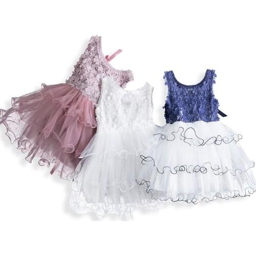 Kids Baby Girl Dresses Clothing Pearls Party Cute Sleeveless Ball Gown Tulle Tutu Dress New Outfit 2020 Summer Clothes for Girls