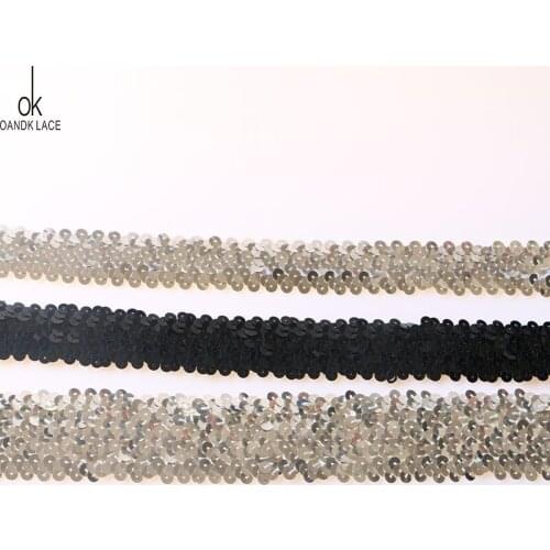 Elastic black and white sequins lace ribbon Beads 1 yard elastic garment curtain decorative accessories manual DIY lace accessor