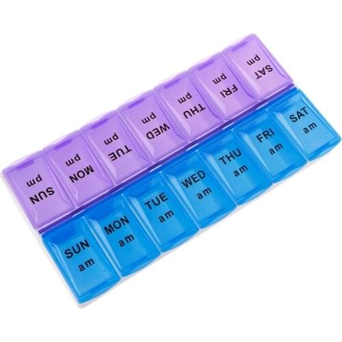 Weekly Pill Organizer Box With Snap Lids 7 Day Medication For Morning And Night