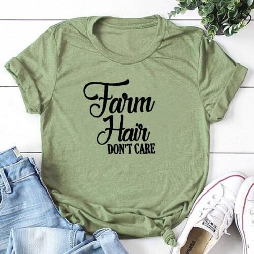 Farm Hair Don't Care realism sarcasm style women fashion funny slogan tops 100%cotton vintage creative art party tees shirt