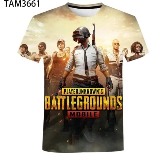 Classic Anime Shooting Game Pubg 3D Printing 2021 Hot Boys' Summer Round Neck Short Sleeve T-Shirt Girls' Couple Childrens Top