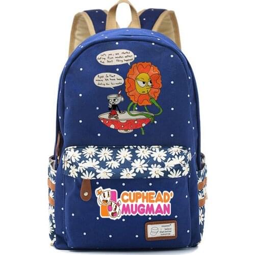 Anime Cuphead Backpack Canvas Schoolbag Teenger Packsack Casual High Quality Mochila Unisex Student Travel Laptop Bag
