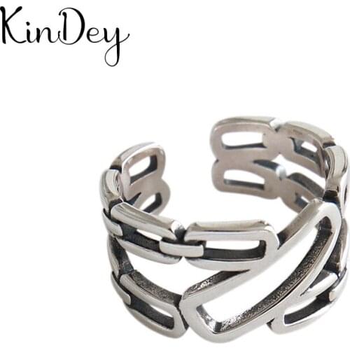 Personality Gothic Vintage Hollow Chains Rings For Women Bridal Wedding Engagement Punk Resizable Antique Rings Rock Jewelry