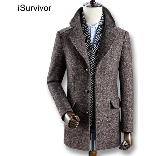 ISurvivor 2021 Men Winter Autumn Thick Wool Coats Parkas Male Casual Fashion Slim Fit Large Size Business Dress Coats Blends Men