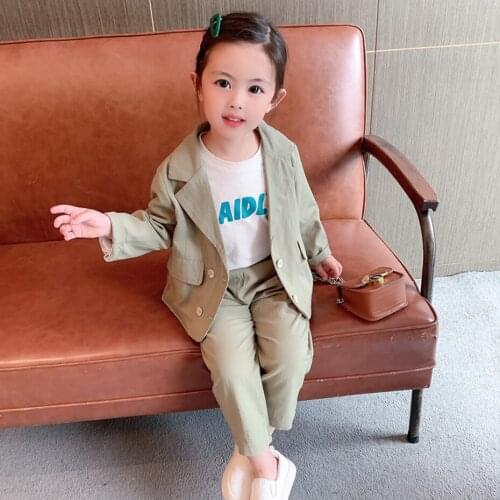 Girls Suit Set Solid Color Costume For Girls Jacket + Pants Costume For Girl Spring Autumn Childrens Tracksuit