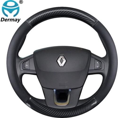 Leather Car Steering Wheel Cover for Renault Arkana Kwid Logan Talisman Duster Laguna Espace Megane Kaptur Captur Clio Symbol