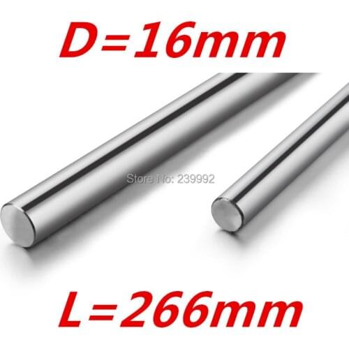 2pcs Linear Shaft 16mm L-266mm linear round shaft harden rod chrome plated rod cnc parts