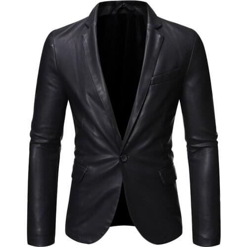 Fall 2021 New Suit Leather Jacket Business Fashion Mens Jackets Mens Slim Fit Leather leather jacket Leather suit for men