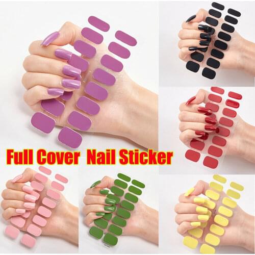 16 PCS/Sheet Full Cover Wraps Nail Polish Stickers Strips Plain Nail Art Decorations Solid Color Manicure Tips Nail Slider Art