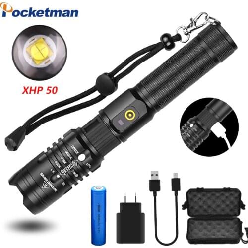 6000 lumens Led flashlight most powerful flashlight 18650 usb torch xhp50 lantern 18650 led torch hunting lamp hand light