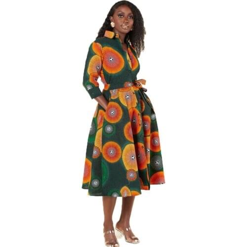 New African Dresses For Women Vetement Femme Dashiki Print Africa Shirt Dress African Clothes Dashiki Ankara Dresses Ladies 2021