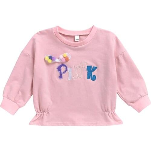 Baby Girl Clothes Pink Top Letter Print Tee Cloth Bebe Autumn 3~7Y Outfit