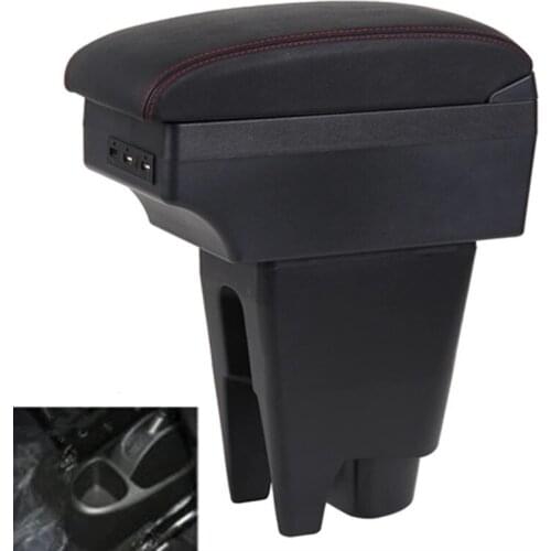 For Peugeot 107 Armrest Box USB Punch-Free Installation Black Leather Center New Accessories B29