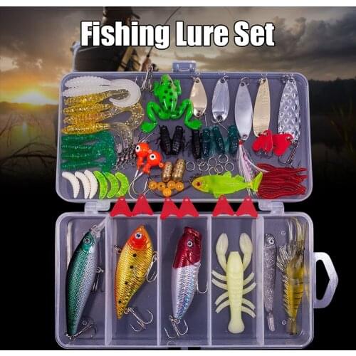 Fishing Lure Set Frog Lures Soft Fishing Lure Hard Metal Lure VIB Rattle Crank Popper Minnow Pencil Baits Kit RW