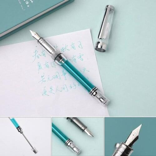 Transparent Vacuum Negative pressure Fountain Pen EF/F Nib 0.38/0.5mm Ink Pen Business Gift