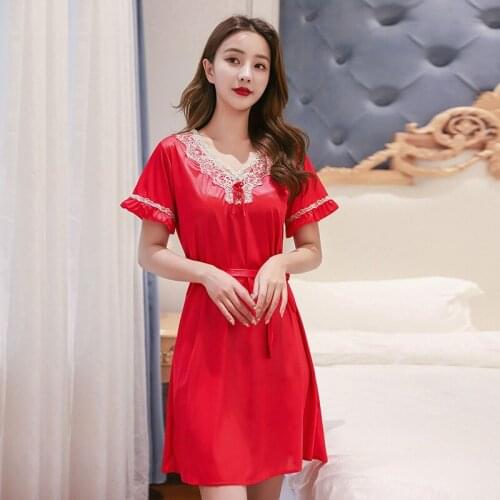 Sexy Nightshirt Female Sexy Home Dress Summer New Silky Satin Casual Night Dress Oversized Sleep Shirt Women Nightgown Sleepwea