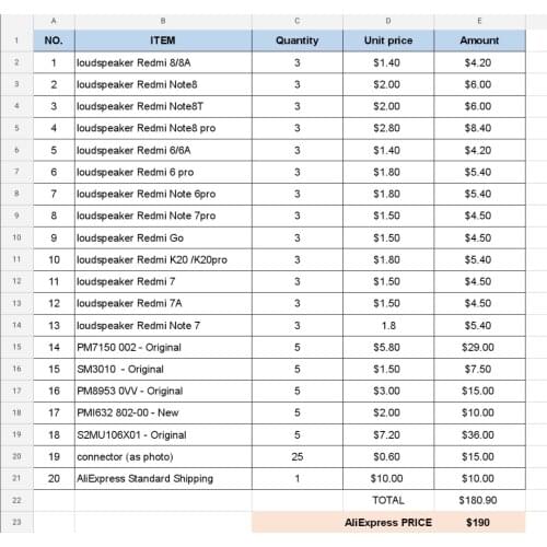 Order Link For iPhone IC Order List $1,184 With AliExpress Standard Shipping To Brazil