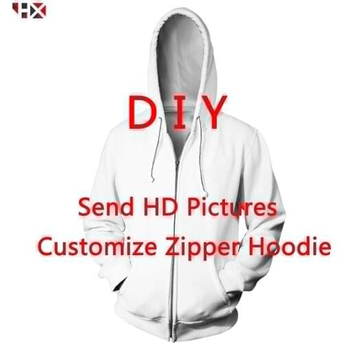 DIY Personalized Design Zipper Hoodies Men/Women 3D Printed Own Picture/Star/Singer/Anime/Cartoon Harajuku Zip Hoodie Tops S262