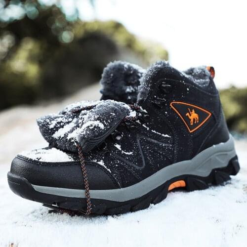 Outdoor Winter Hiking Shoes Waterproof Leather Ankle Boots Men Anti-skid Trekking Climbing Sneakers Mens Warm zapatillas hombre