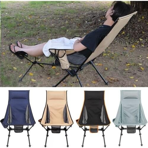 Ultralight Outdoor Folding Camping Chair 150KG Load Aluminiu Alloy Moon Chair For Fishing Picnic BBQ Beach Garden Yard Chair
