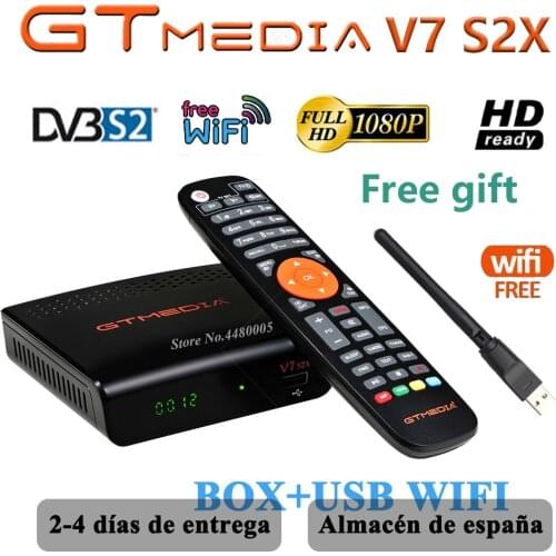 FTA DVB-S2 Satellite Receiver Gtmedia V7 S2X 1080P with USB WIFI free upgrade from gtmedia v7s HD fast delivery no app include