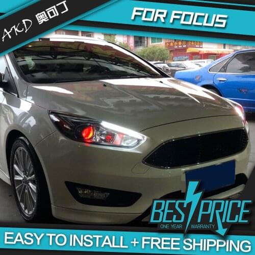 AKD Cars Styling Headlight For Ford Focus 2015 RS Headlights LED Running lights Bi-Xenon Beam Fog lights angel eyes Auto levels