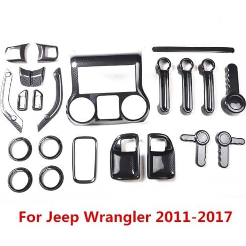 Carbon Fiber Printed Car Interior Door Handle Cover Outlet Moulding Trim for Jeep Wrangler 2011 2012 2013 2014 2015 2016 2017