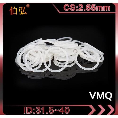 White Silicon Ring 5PCS/lot Silicone/VMQ O-Ring CS2.65mm ID31.5/32.5/34.5/36.5/37.5/38.7/40mm Rubber O ring Seal Gaskets Washer