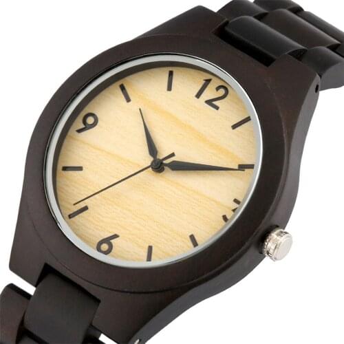 Natural Wooden Men Watches Quartz Analog Display Full Wood Wristband Casual Mens Wristwatches Folding Clasp Timepiece