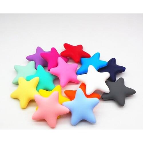 Chengkai 10pcs Silicone Star Beads DIY Baby Rattle Pacifier Dummy Teether Jewelry Toy Making Big Star Beads bpa free