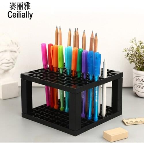 96 Holes Paint Brush Pen Holder Stand Brush Pencil Storage Rack Organizer Square Painting Supplies Drawing School Supplies