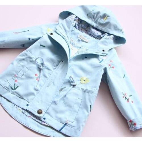 Girls kids jacket flower Printing hooded Outerwear for kid 3-8Y Fashion Windbreaker Children Clothing Coat for Girls cocuk mont