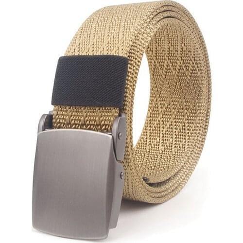Design Mens Fashion Belt Metel Slide Buckle Breathable Outdoor Nylon Strap Leisure Sport Jeans Accessories Cinto Argyle Pattern