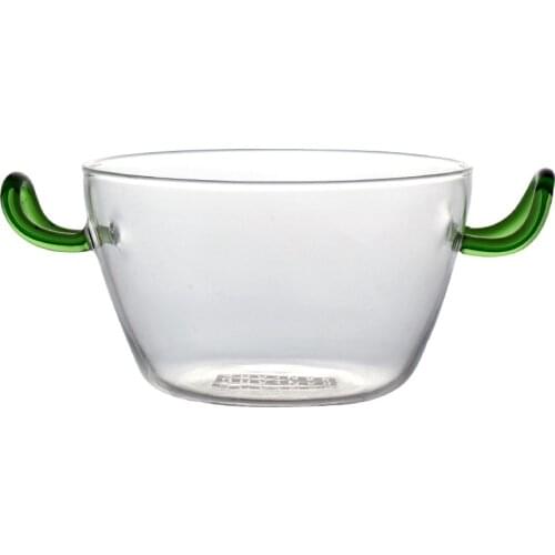 Nordic Double Ear Bowl Glass High Borosilicate Heat Resistant Glass Bowl Nordic Glass Salad Bowl Household Creativity